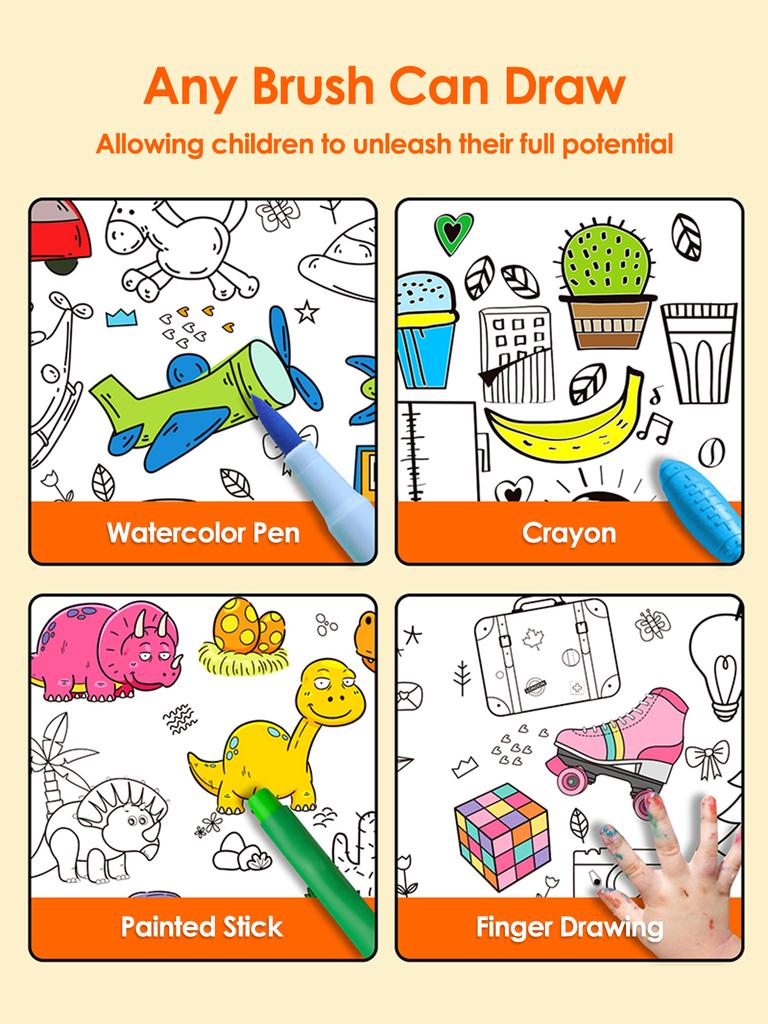 Children Drawing Roll DIY Sticky Color Filling Paper Coloring Paper Roll For Kids DIY Painting Drawing Early Educational Toys
