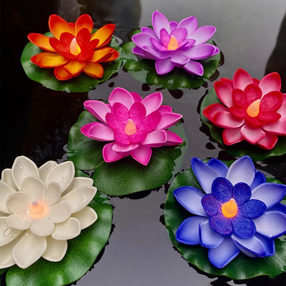 Floating Pool Light Waterproof Lily Pad Flower Candle Funny Lotus Pool Lamp Decorative River Lantern Wedding Festival Decoration