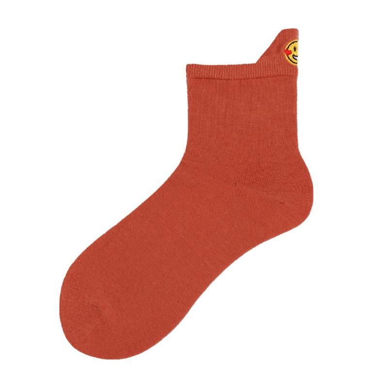 Socks Women's Autumn Lift Ear Mid-calf Socks Simple Embroidery Women's Socks Do Not Fall Off The Heel Anti-odour Sweat Boneless Socks