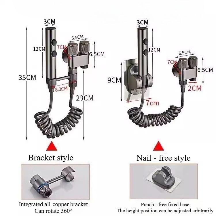 All-Copper Toilet Bidet Sprayer Faucet with One Inlet and Two Outlets, Angle Valve, Toilet and Bathroom Booster High Pressure
