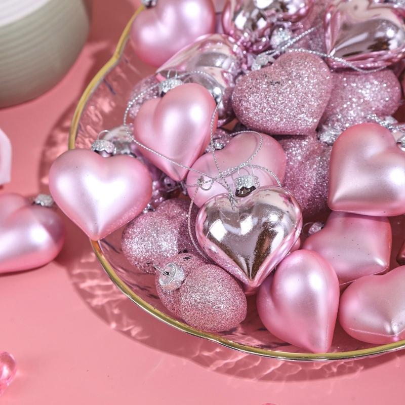 Heart Ornament Heart Baubles Hanging Ornament for Valentine Day Decors Mother Day Christmas Tree Wedding Party Decoration