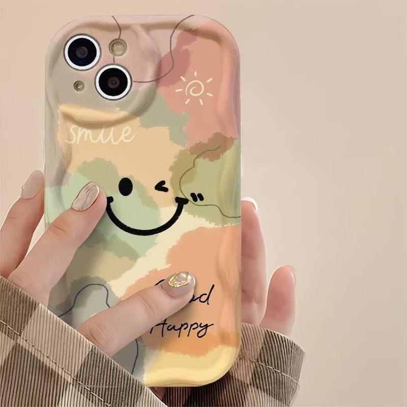 Colorful smiley face is suitable for Apple 15Promax mobile phone case iPhone16Pro new 17Air14 creativity