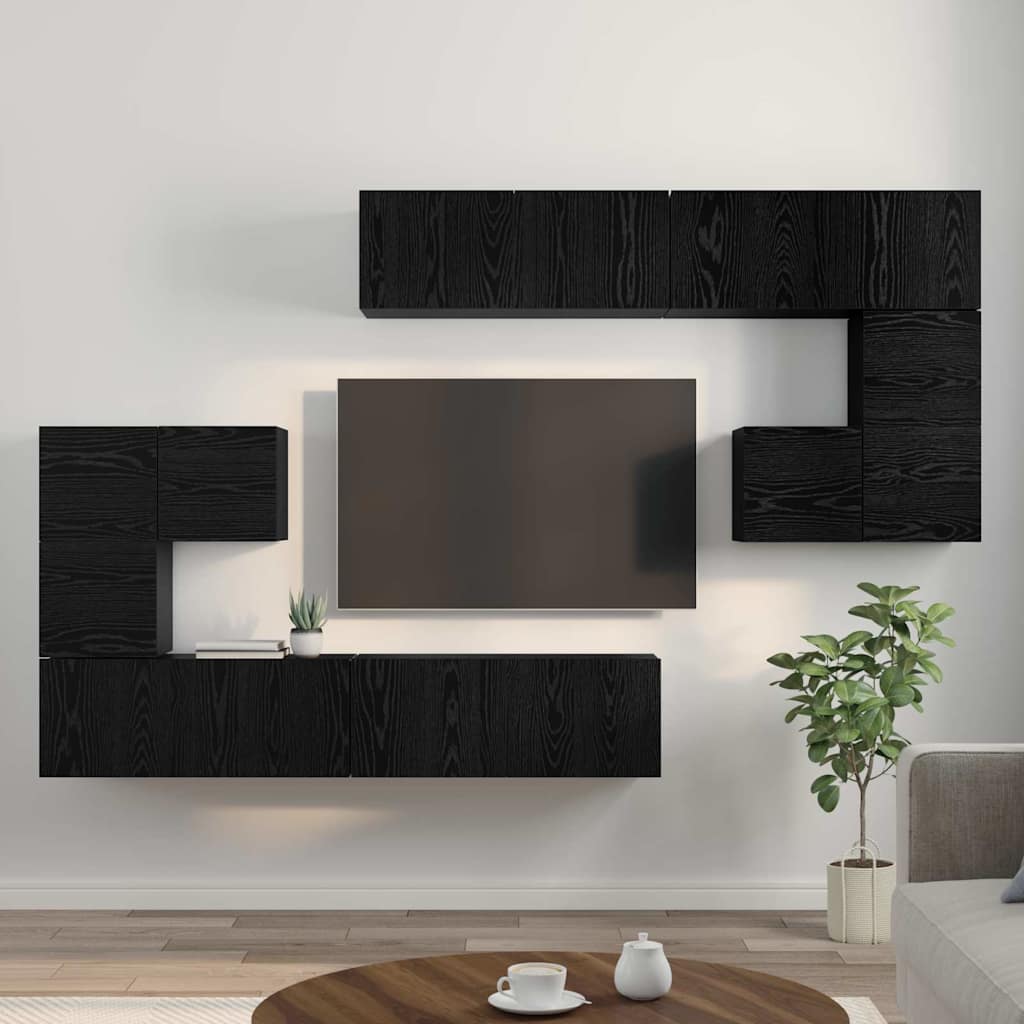 TV Units 4 pcs Black Oak Effect Particleboard