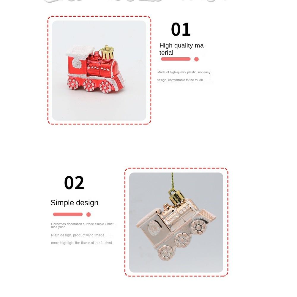 4PCS/Box Small Car Train Christmas Gifts Boxes Pendant DIY Crafts Painted Christmas Decorations