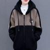 Plus Velvet Thick Jacket Women's Autumn and Winter Korean Version of The Loose Zipper Hooded Jacket Top