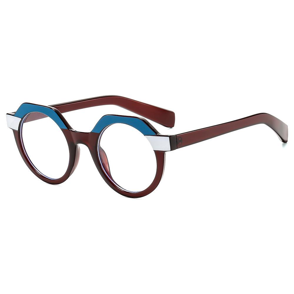 New sunglasses round color matching sunglasses men's and women's personalized trendy sunglasses anti-blue flat glasses