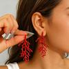 European and American ocean style women's earrings personalized red coral design stud earrings versatile high-end earrings