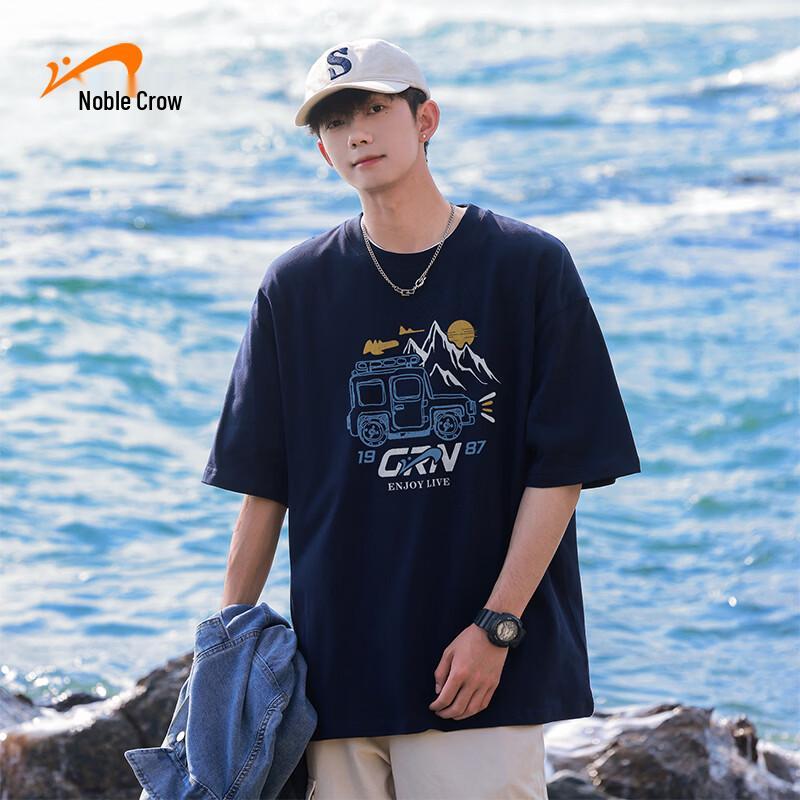Guirenniao Men s Loose Fit Pure Cotton Short Sleeve T-Shirt L