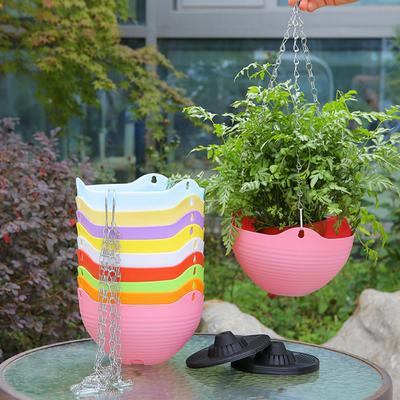 Hanging Flower Pot Planter with Drainage Hole Flower Basket with Metal Hanging Chains for Home Garden Porch Balcony Decor