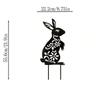 Black Metal Rabbit Garden Stakes Outdoor Decor Personalized Gift for Yard