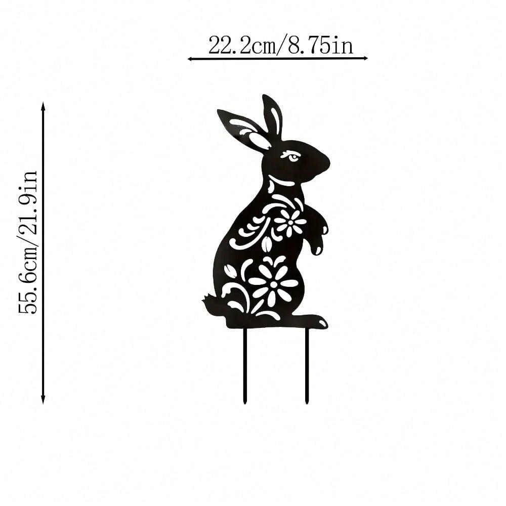 Black Metal Rabbit Garden Stakes Outdoor Decor Personalized Gift for Yard