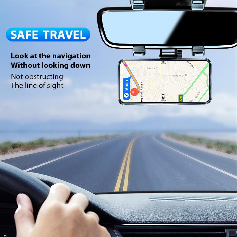 Car Phone Mount Universal Magnetic Holder Adjustable Anti Vibration Rearview Mirror Stand for Navigation Interior Accessories