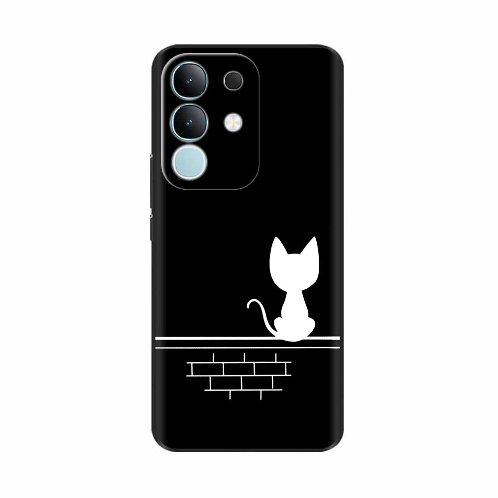For Vivo Y29 4G Black Back Cover Fashion Flower Butterfly Painting Case Soft TPU Silicone Fundas For Vivo Y29 4G Protect Cover