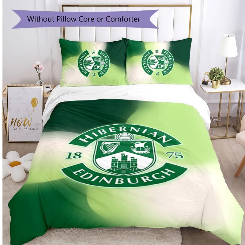 Hibernian FC Set Lenzuola Stampato 3 Pezzi Copripiumino Traspirante con Federe Biancheria da Letto Decorativa per Camera da Letto Casa