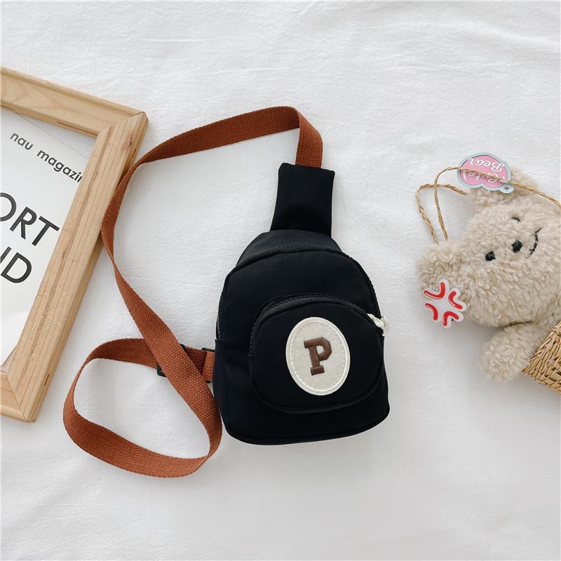 Trendy Children s Bag Versatile Boys Letter Slant Shoulder Small Chest Bag Colorful Black