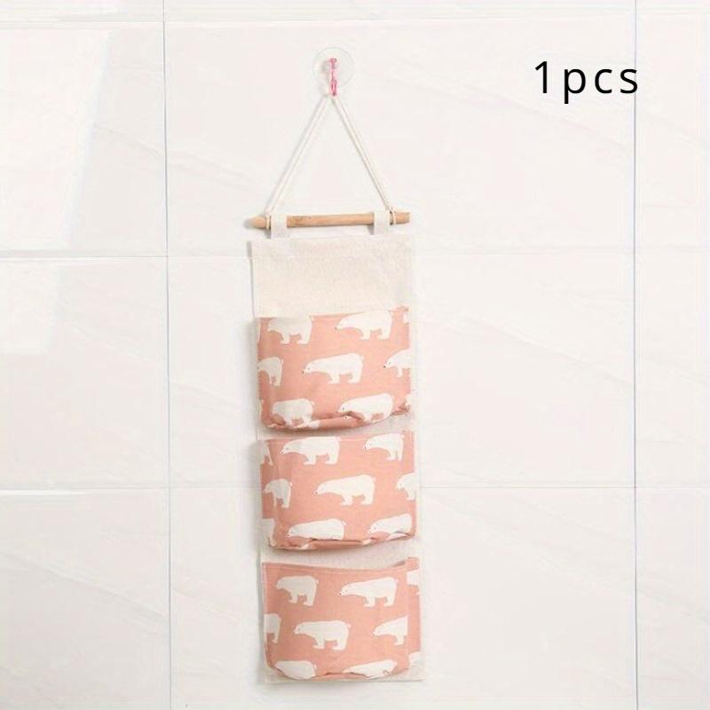 1pcs Decorative Hanging Storage Bag With 3 Pockets, Over The Door Hanging Bag, Wall Mounted Storage Bag Behind The Door,
