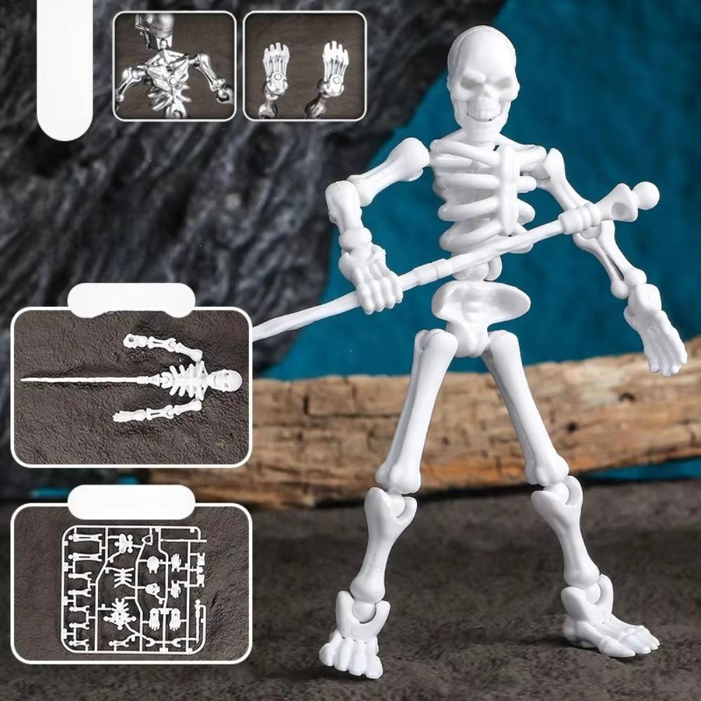 Fully Movable Joints Articulated Skeleton Figurine Eco-Friendly PLA Material Lightweight Sturdy 3D Printed Skeleton Model