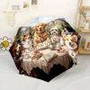 Dogs Having Tea Party Portable Automatic Umbrella Folding Umbrella With 8 Ribs Compact Design Travel Essential Elegant Women'S Umbrella Luxury Gift