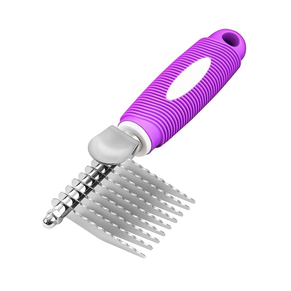 

1PC Pet Unknot Comb, Round Stainless Steel Tooth Pet Grooming Brush, Non-slip Handle Dog Hair Unknot Tool фиолетовый