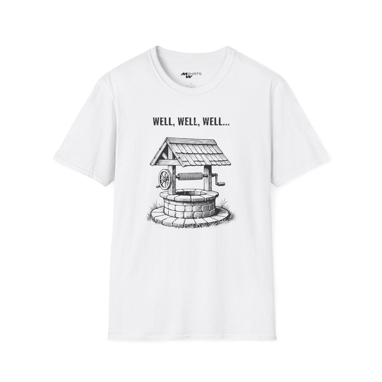 Engraving-Style Water Well T-Shirt: Pun Humor Gift L