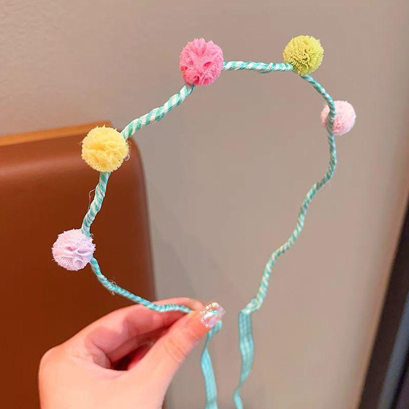 2026 Spring-Summer Girls' Hair Hoops & Bands: Mesh Balls, Plaid Pattern,Bright,Ideal for Braids, Energetic Teen Hair Accessories