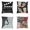Retro Movie Night Popcorn Cushion Cover Camera Floor Pillowcase Sofa Cool Home
