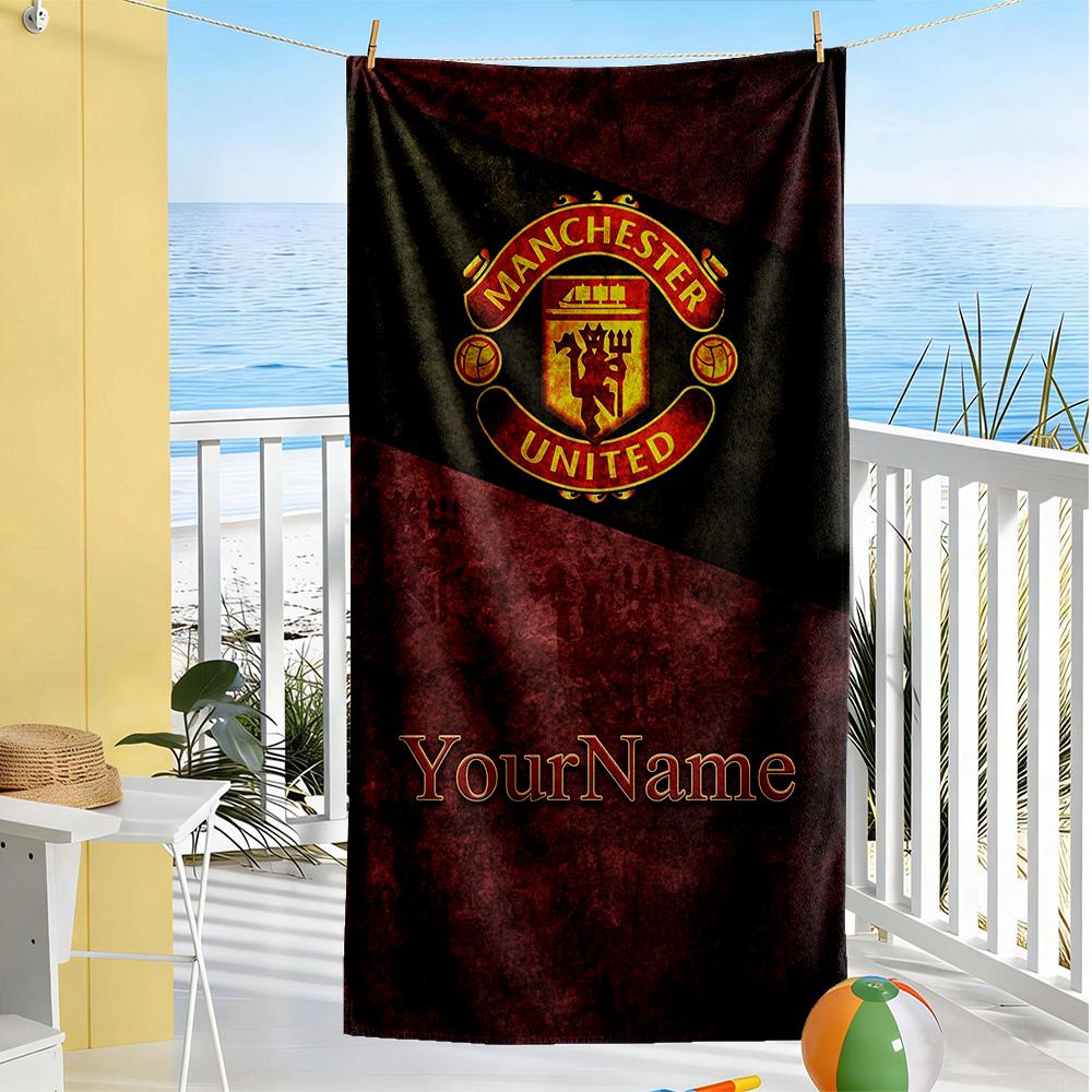 Manchester Customize Your Name Beach Towel High Absorbency & Quick-Dry Suitable for Sports Travel Swimming Yoga Bathroom Beach And Pool