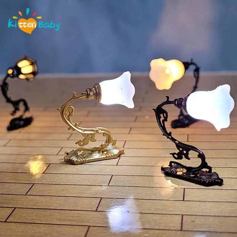 2pc Antique 1:12 Dollhouse Lamp Wall Light DIY Model Decor Toy Dollhouse Accessories Garden Yard Chandelier Sand Table Led Light