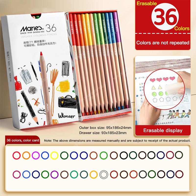 24/36/48pcs Erasable Colored Pencils for Students Artists Art Drawing Coloring School Supplies Erasable Colorful Pen Stationery