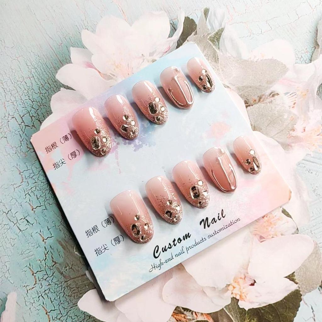 402-Glittering Stars Wearable Rhinestone Nail Art Stickers - Handmade Light Therapy False Nail Patches