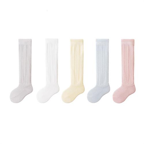 5 Pairs/set Baby Hollow Out Long Socks Breathable Mesh Cotton Princess Boneless Knee High Sock Summer Thin Newborn Socks 0-2Yrs
