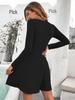 Women's A-line Solid Color Wrap Dress with Short or Long Sleeves for Autumn/Winter
