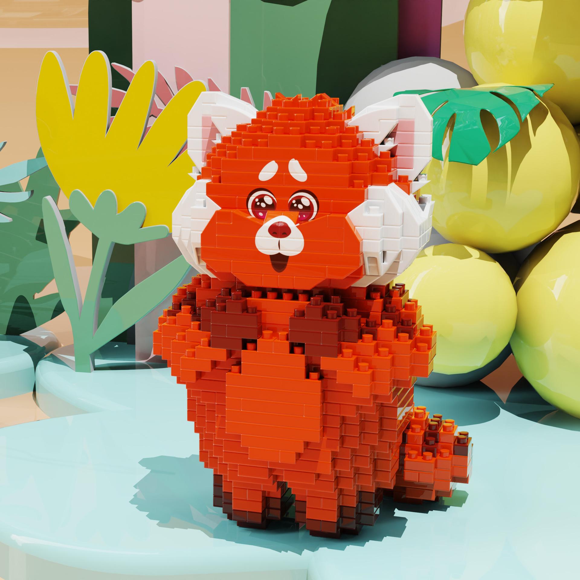 Interesting Toys Unisex Kids Red Turning Micro Building Blocks Diy Disney Mei Lesser Panda Model Diamond Brick Figures Kid Toys For Christmas Gift