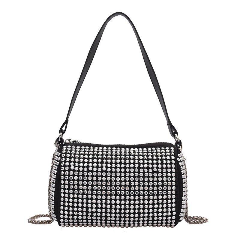 Textured rhinestone bag, this new trendy diamond bag, underarm bag, fresh one-shoulder messenger women's bag.