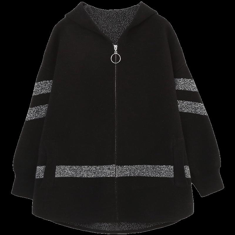 Qianlian Mid-Aged Women's Spring Hooded Knit Cardigan