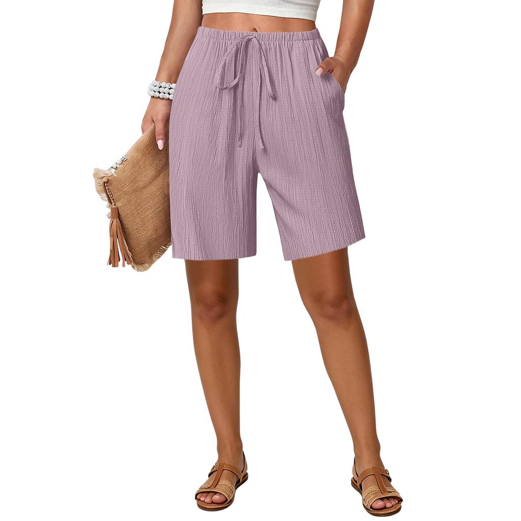 Damen locker gerade Kordelzug Tasche Freizeitshorts