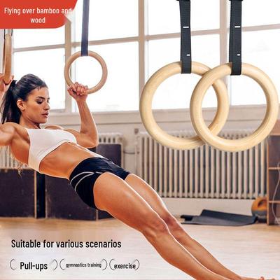 Wooden Gym Rings for Fitness, Bodybuilding, Yoga, Stretching, and Pull-ups