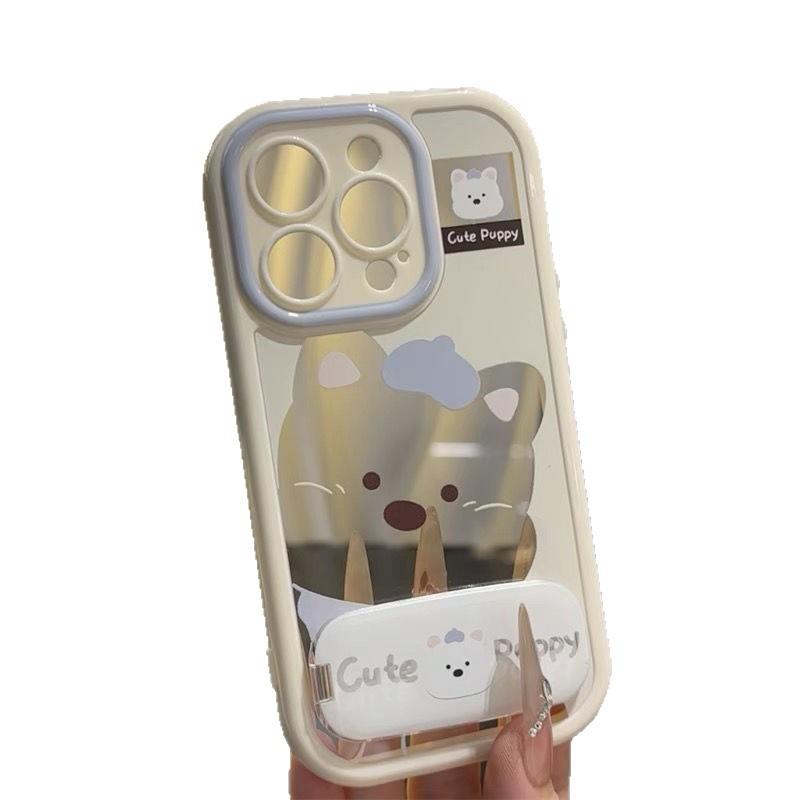 Hollow West Highland Puppy Suitable for Apple 16pro Mobile Phone Case IPhone 15 Protective Case 14pro Mirror Bracket