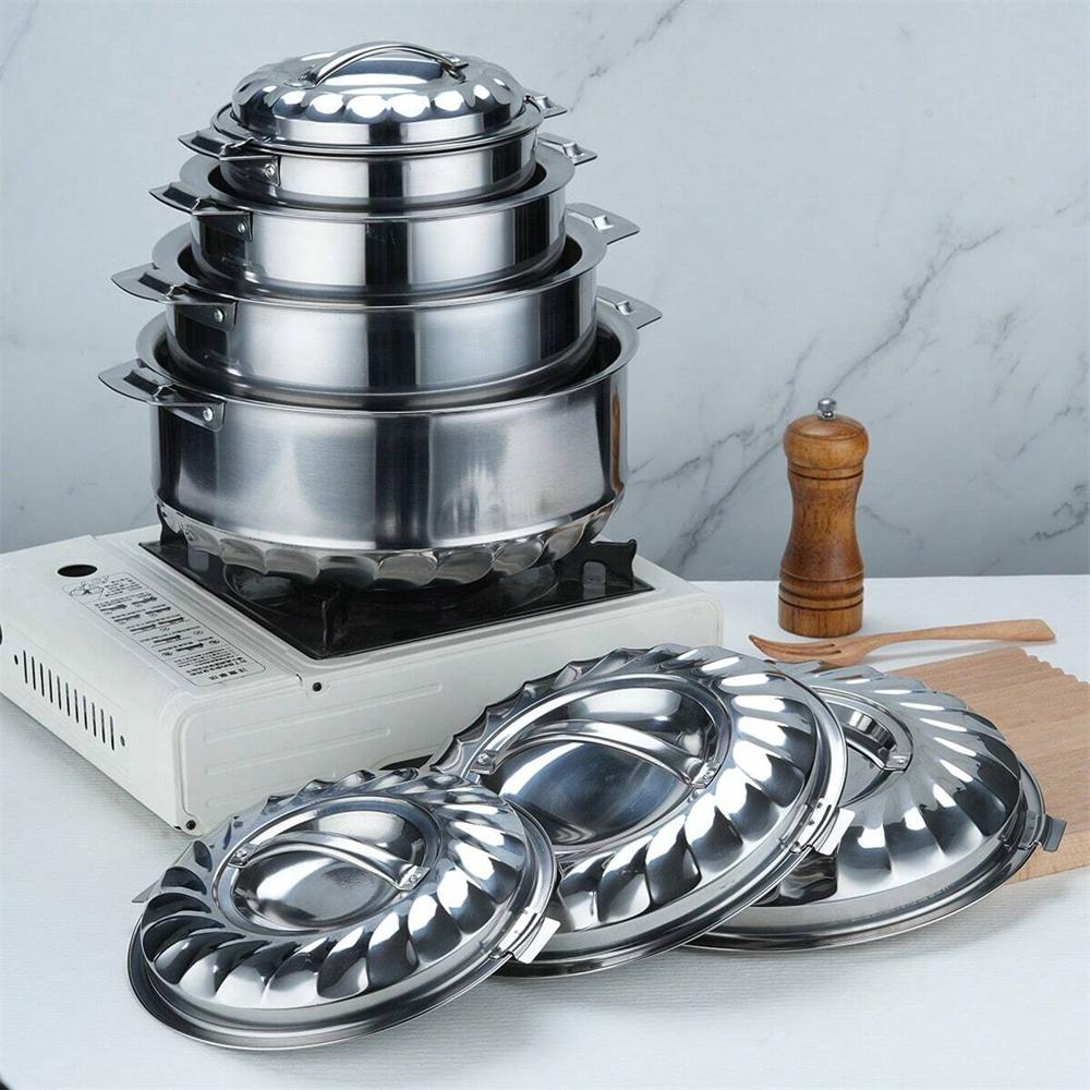 Lily double-layer insulated pot, made of stainless steel, four-piece set, different sizes, for home kitchen and dining table