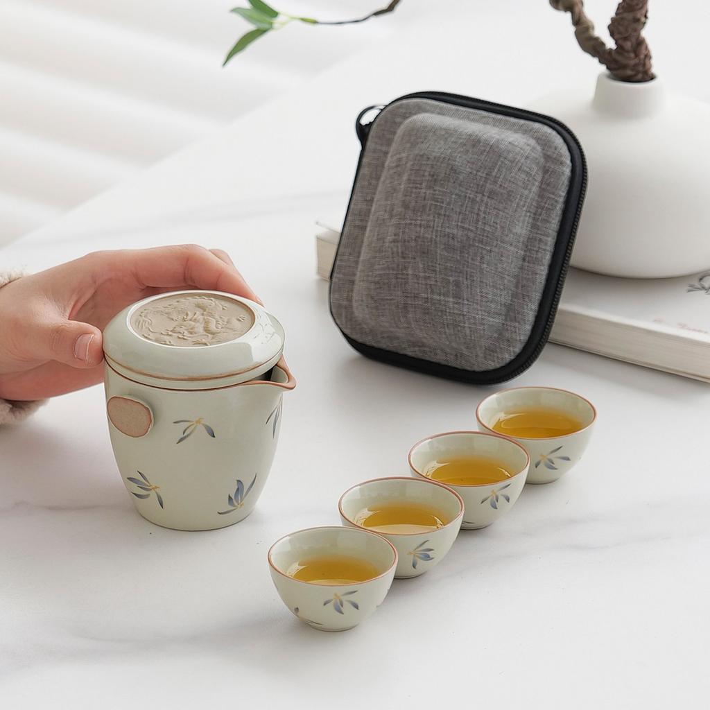 1011 new portable travel tea set high-end Chinese portable express cup for one person to drink tea