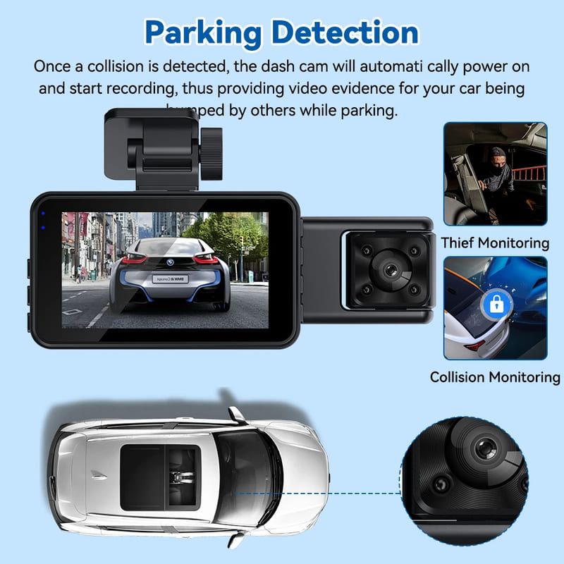 Neue Wifi 3 Kamera Auto Dvr Dash Cam FHD 1080P 3 Kanal Objektiv Dash Kamera Innenraum Dashcam Video Recorder Black Box Super Nachtsicht