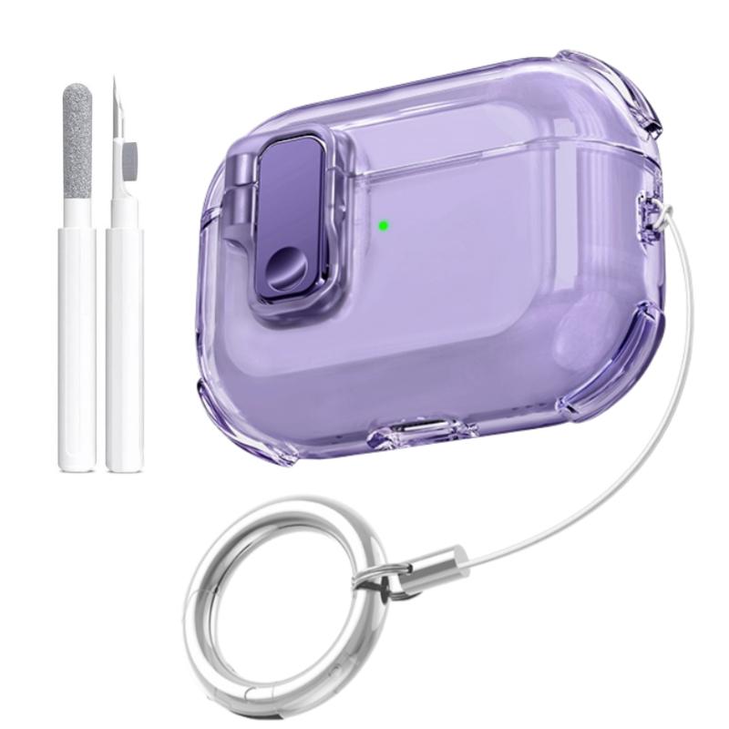for AirPods Pro 3 Case Cover with Cleaning Kit Secure Lock Clear Case Soft TPU Protective Cover For AirPods Pro 3 with Keychain