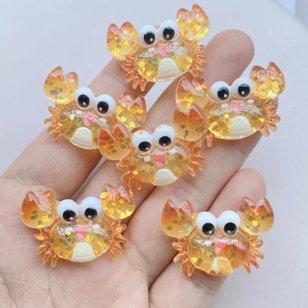 

10 шт. Новые милые мультяшные осьминог, краб, морская звезда, рыбы из смолы, детали с плоской задней стороной, украшения для аксессуаров для волос