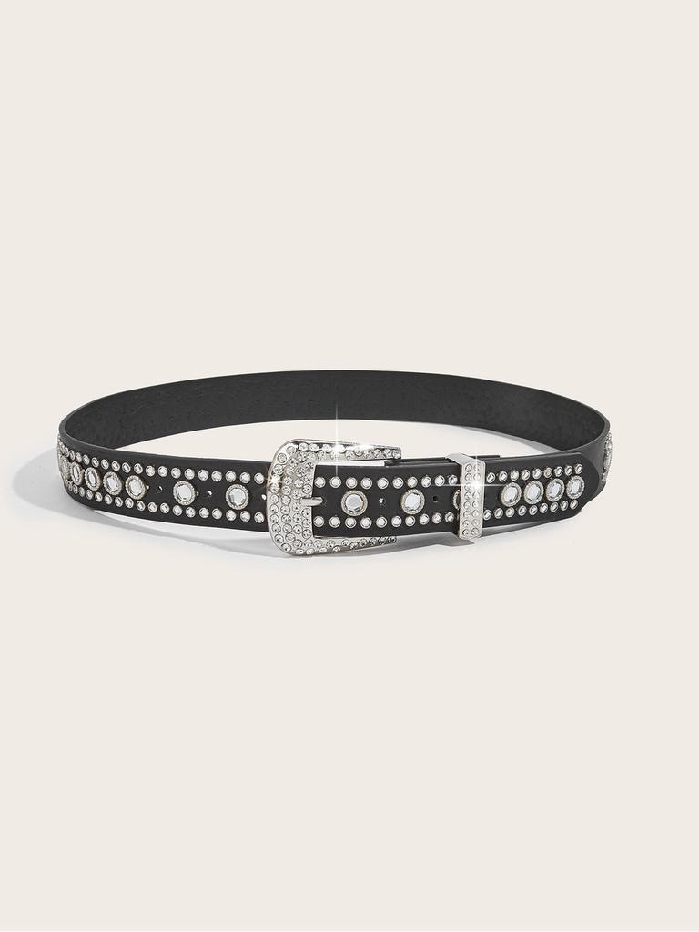 Trendy Punk Rivet Rhinestone Waist Belt With European And American Style
