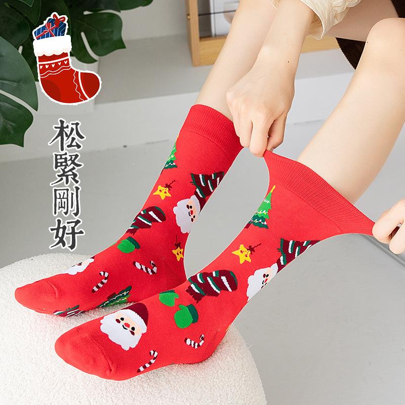 Christmas Stockings Festive Tube Socks Snowman Christmas Tree Stockings Cotton Socks