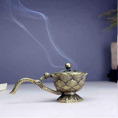 1 stk Zen Lotus røkelsesbrenner med lokk - perfekt for yogastudio, hjemmeinnredning og jul - inkluderer sandeltre røkelse og line røkelse