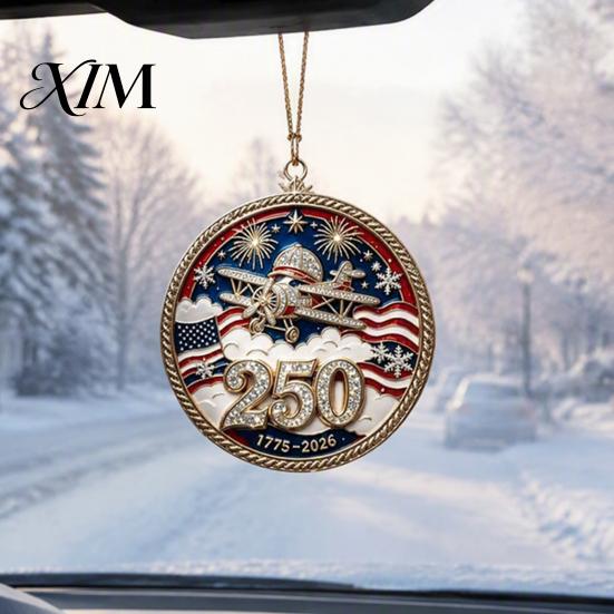 Car Window Patriotic Hanging Decor 250 Anniversary USA Christmas Ornament, United States 1776-2026 250th Ornaments Keepsake, Acrylic Holiday