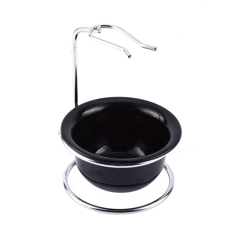 Stainless Steel Shaving Brush Stand Razor Holder and Black Shaving Bowl