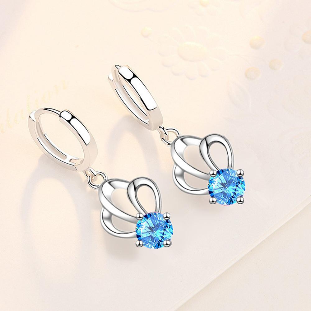 925 Silver Women's Jewelry High Quality Crystal Zircon Hollow Simple Crown Mid-length Earrings