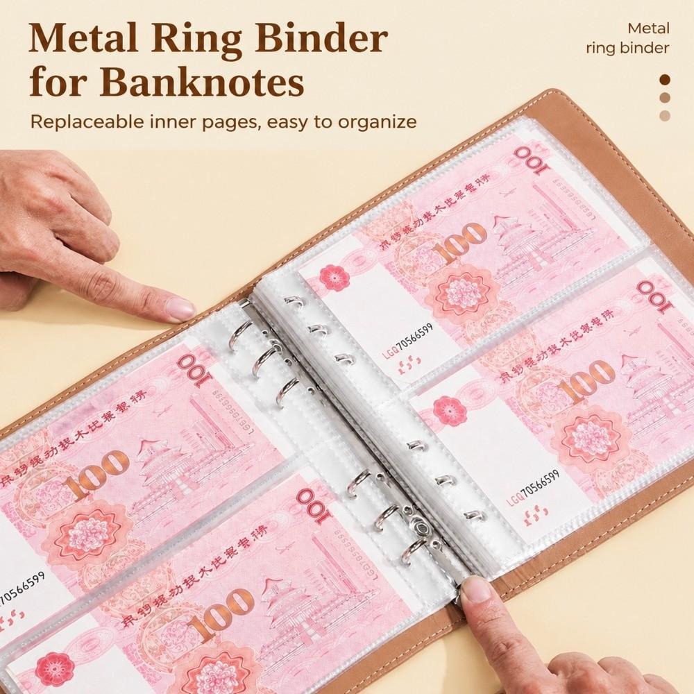 Glitter Money Saving Binder Loose Leaf Banknote Collection Album Office Use